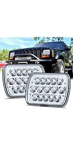 LEDMIRCY H6054 LED Headlights, 5x7 LED Headlights Rectangular 2PCS 90W High Low Sealed Beam Square 7x6 Headlight DOT Approved for Truck Chevy Cherokee Tacoma Ford Van Sedans H5054 H6014 H6052 6053
