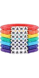 Rainbow Heishi Surfer Bracelets Set for Women Stackable Clay Beaded Bracelets Disc Stretch Preppy Bracelets Layering Colorful Friendship Bracelets Team Cheer Bulk Boho Summer Beach Jewelry Gift