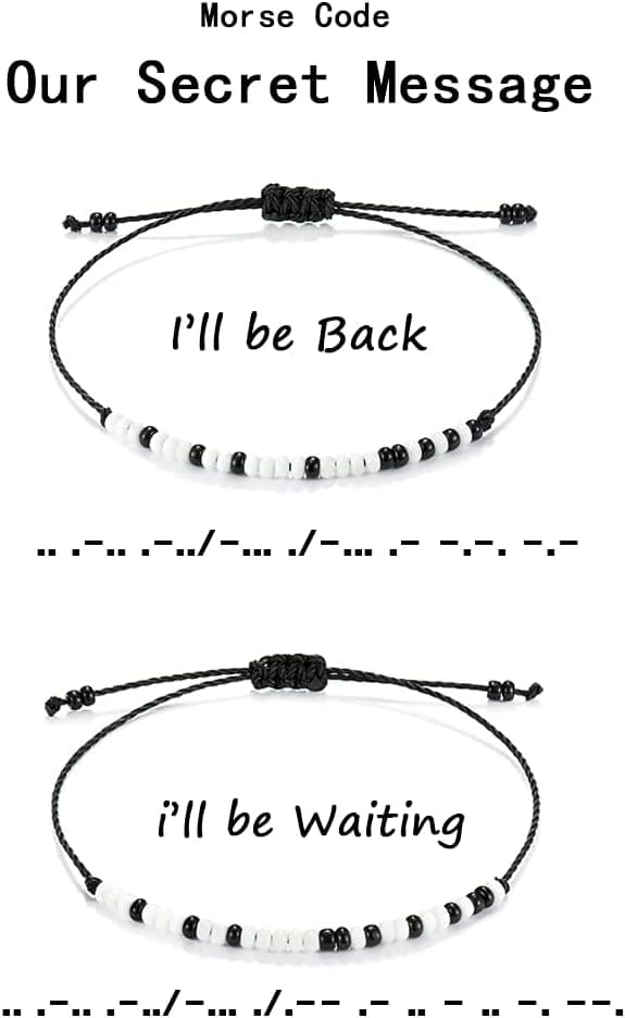 Gifts for Girlfriend Boyfriend His Her Tarsus Pinky Promise Couple Bracelets Set Morse Code Jewelry B083NCSP9Z