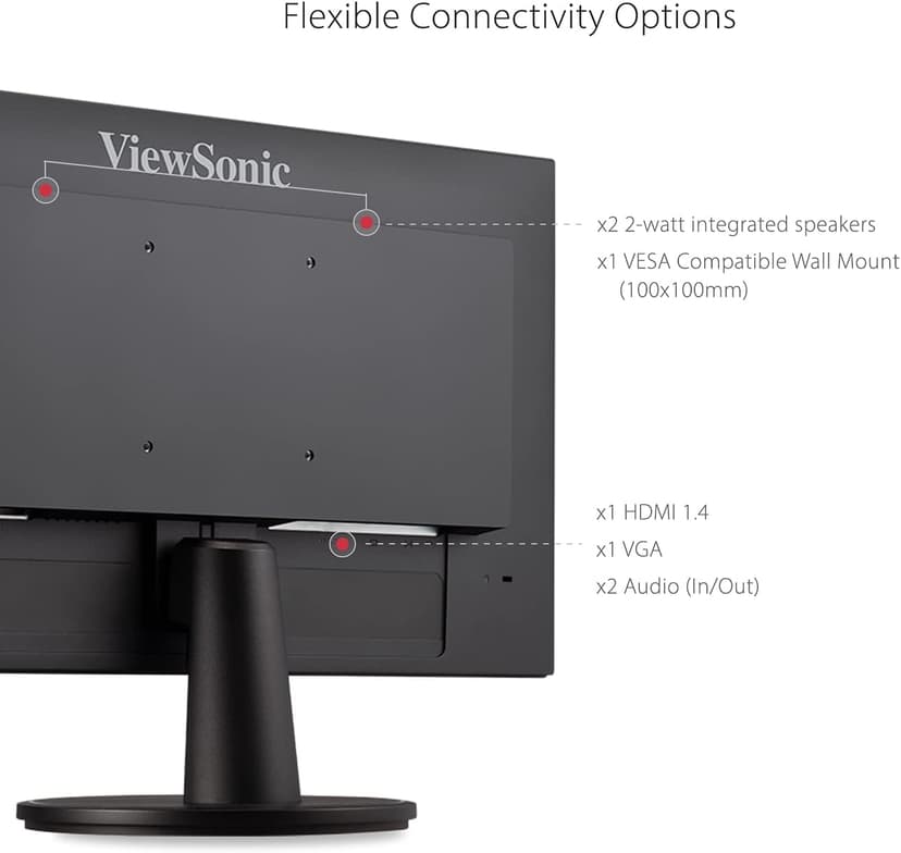 ViewSonic VA2247-MH 22 Inch 1080p Monitor, 100Hz Refresh Rate with FreeSync for Smooth Workflows, Ultra-Thin Bezels, HDMI, and VGA Inputs