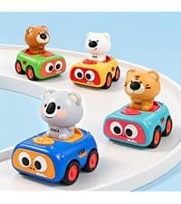 Infant Play Vehicle Set, Push Go Friction Car, Montessori Toy for 6-9-12-18 Months, 1st Birthday Gifts for 1-2 Years Old Girl iPlay, iLearn Baby Press to Go Car Toys for Toddlers 1-3, 1 Yr Old Boy Gift B0BTBV51KY
