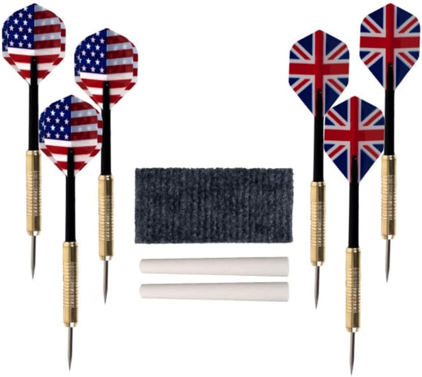 Dart Board Cabinet Set with 18-inch Dartboard, 6 Steel-Tip Darts, and Chalkboard Scoring for Game Rooms, Man Caves, and Home Bars by Trademark Poker