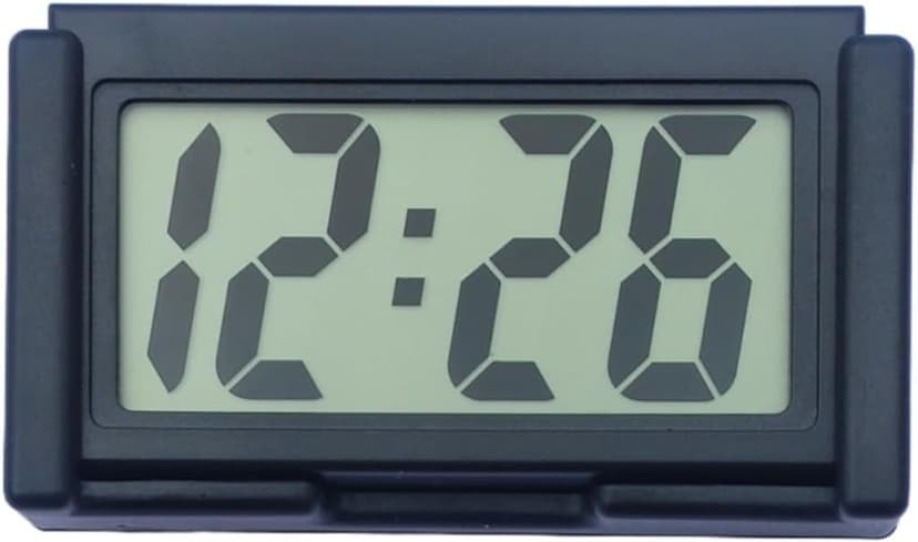 Shudyear Small Digital Clock， with Jumbo LCD Time & Day Display，Mini Automotive Small Digital Clock Battery Operated for Desktop Nightstand Pocket Car Truck Dashboard & Air Vent (1, Black)
