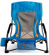 Zero Gravity Chair Oversized Padded Recliner with Adjustable Headrest & Cup Holder - 600D Oxford Folding Lounge Chair for Outdoor Camping, Patio, Poolside (Brown & Blue)