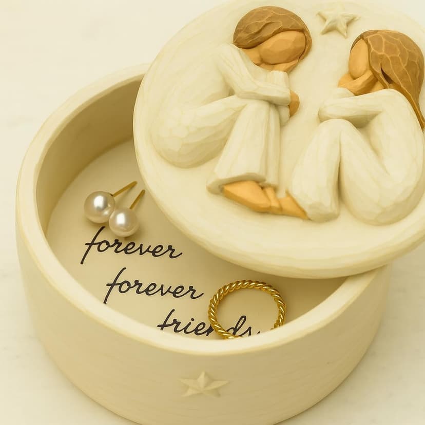 GoGnome Forever Friends Resin Keepsake Box – Hand-Painted Friendship Gift Box with Two Angel Figures, 3” x 2”H – Sentimental Gift for Women, Best Friends, Birthday, or Sympathy (Friendship) B0FHQPQCL1