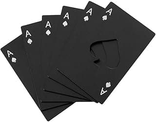 Wine Bottle Opener Stainless Steel Credit Card Size Casino Beer Bottle Opener Cap Opener for Your Wallet Wedding Party Groomsmen Bridesmaid Gifts 6 Pcs (Black)
