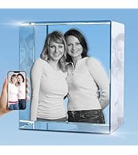 Personalized 3D Crystal Photo, Picture Cube Idea Gift With Your Own Photo, Customized Christmas, Birthday, Wedding Memorial, Mother's Day, Couples Gift for Women, Wife, Husband, Men - Small Portrait