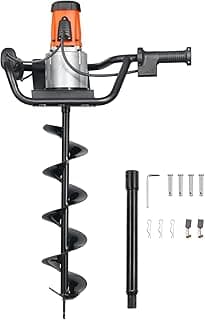 VEVOR Electric Post Hole Digger, 5.71 in Auger Bit with 1500W Powerful Motor, 140 RPM Alloy Steel Earth Auger Drill Bit with 10.24 in Extension Rod, for Post Hole Digging, Drilling & Tree Planting