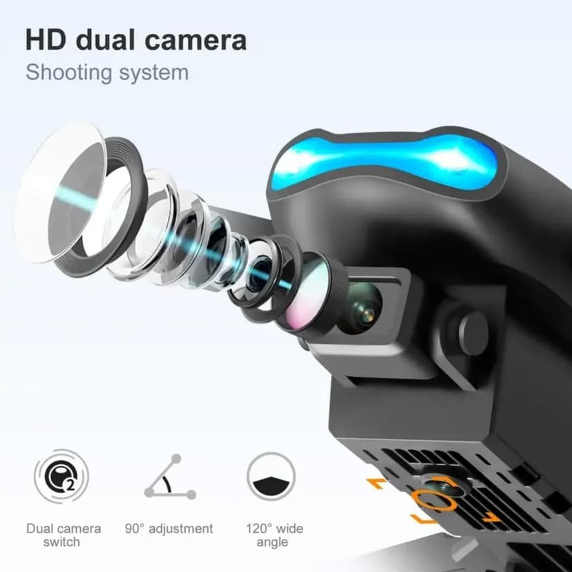 E99 Pro Foldable Drone with Dual 4K HD Cameras for Adults and Teens 14+ – FPV Live Video, Wind Resistant, 3 Speed Modes, One-Key Start, 360° Flips, 2 Batteries, Carrying Case