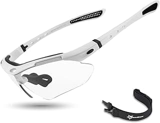 ROCKBROS Photochromic Sports Sunglasses Mens Pickleball Glasses Cycling Glasses MTB Sunglasses, with Removable Elasctic Band