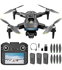 V168 Pro MAX GPS Drones with Camera for Adults 4K, RC Drone with 4.5" HD Screen on Controller, 60 Mins Flight, Long Range Transmission, 360° Obstacle Avoidance, Follow Me, Auto Return, Brushless Motor, QuickShots, Lightweight and Foldable Quadcopter for Beginner Toy Gifts