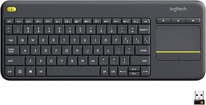 Logitech K400 Plus Wireless Touch TV Keyboard with Easy Media Control and Built-in Touchpad, HTPC Keyboard for PC-Connected TV, Windows, Android, ChromeOS, Laptop, Tablet - Black