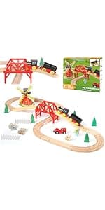 Train Sets for Toddlers, 66 Pcs Trains Toy with Battery Operated & Tracks (Magnetic Connection), Compatible with Thomas, Brio, Christmas Toy Gifts for 3 4 5 6 7 8 Years Old (Police)