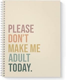 Gotcha Covered Notebooks Softcover No Adulting 8.5" x 11" Funny Spiral Notebook/Journal, 120 Checklist Pages, Durable Gloss Laminated Cover, White Wire-o Spiral. Made in the USA B09RQ75Z2J