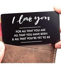 I Love You Card for Wallet – Surprise Gift for Him or Her - Voted Best Love Gift for Men or Women - Engraved, Durable, and Stays in Their Wallet Forever - Black Envelope Included