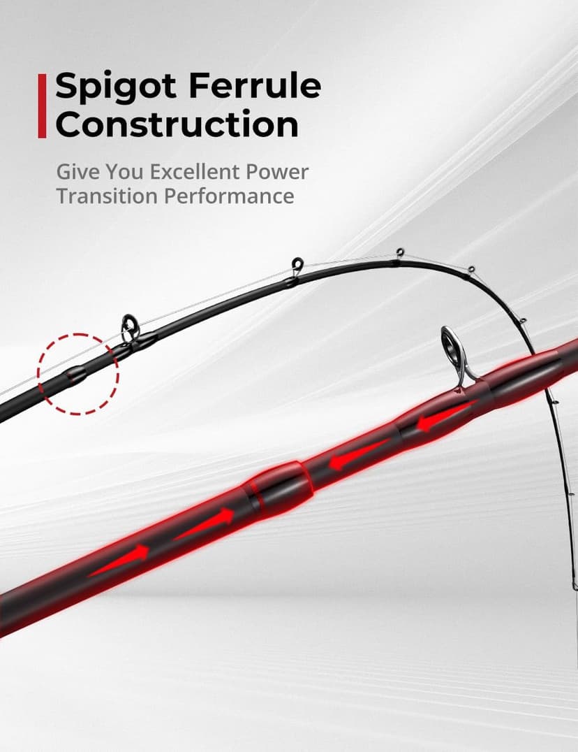 Piscifun Torrent Fishing Rod, IM6 Carbon Baitcaster Rod & Spinning Rod, High Sensitive Lightweight Casting Rod & Spinning Fishing Rod, Zirconium Oxide Rings, 2 Pieces Baitcast Rod & Spin Rod