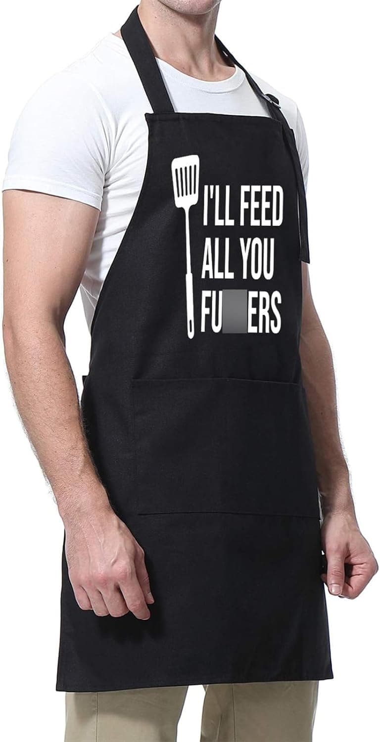 Miracu Funny Cooking Aprons for Men Women, Funny Dad Gifts for Mens Father, Mom - Fathers Christmas, Birthday Gifts for Dad Step Brother Boyfriend Husband, Cool BBQ Grilling Kitchen Chef Apron