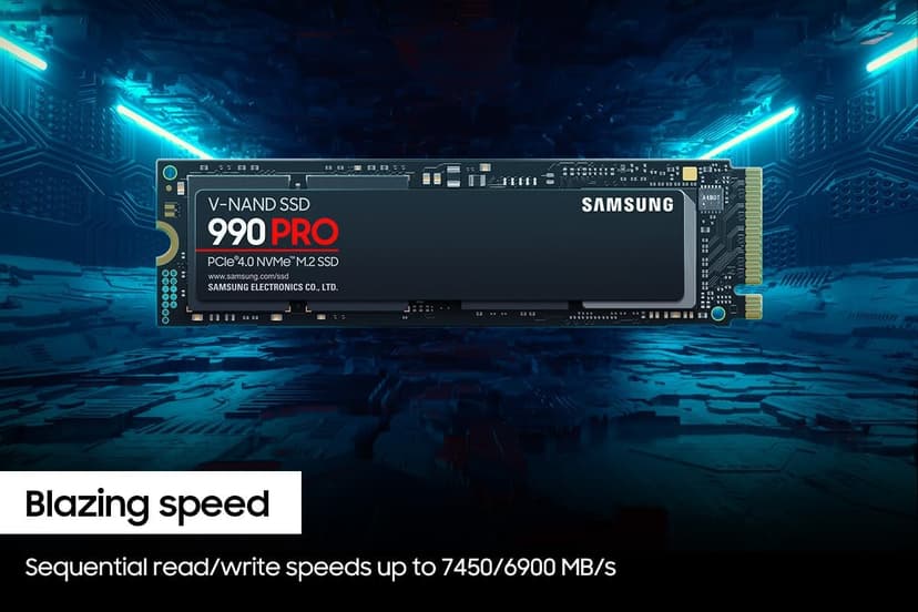 Samsung 990 PRO SSD 4TB PCIe 4.0 M.2 2280 Internal Solid State Hard Drive, Seq. Read Speeds Up to 7,450 MB/s for High End Computing, Gaming, and Heavy Duty Workstations, MZ-V9P4T0B/AM