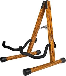 MUSO Guitar Stand,Acoustic Guitar Stand,Wood Classical Electric Guitar Stand,Foldable Bass Guitar Stand,Guitar Accessories also fit Bass,Violin,Ukulele(Zebra)