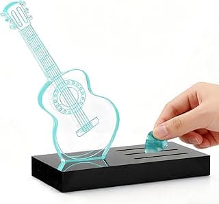 Apipi Light Up Guitar Picks Holder Gifts for Players - 7 Color Changing Acrylic Guitar Night Light with USB-Powered Base