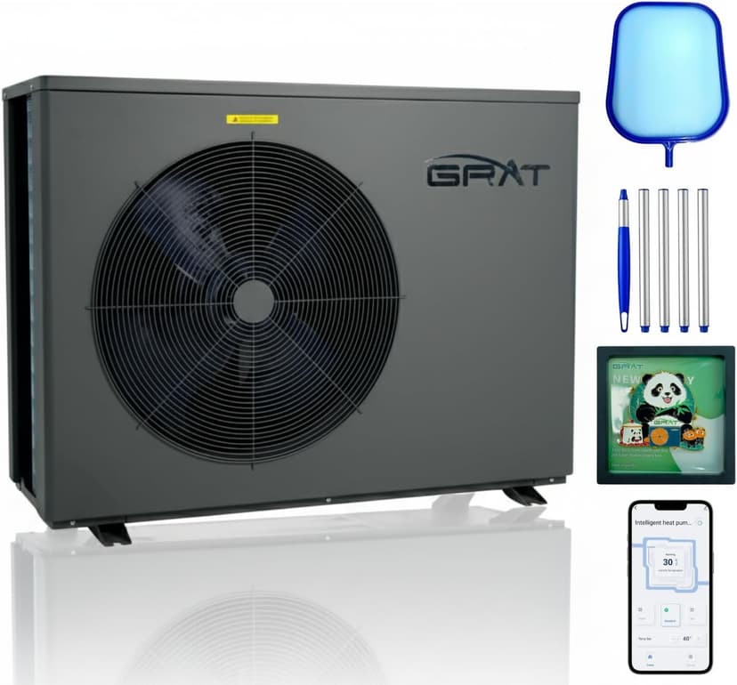 Full Inverter Heat Pump for Hot Tub and Bath, 75000BTU Electric Swimming Pool Heater, 20000 Gallons, for Above Ground and In ground Pools, WiFi Capable Timer, Heating and Cooling, Defrosting, 220-240V