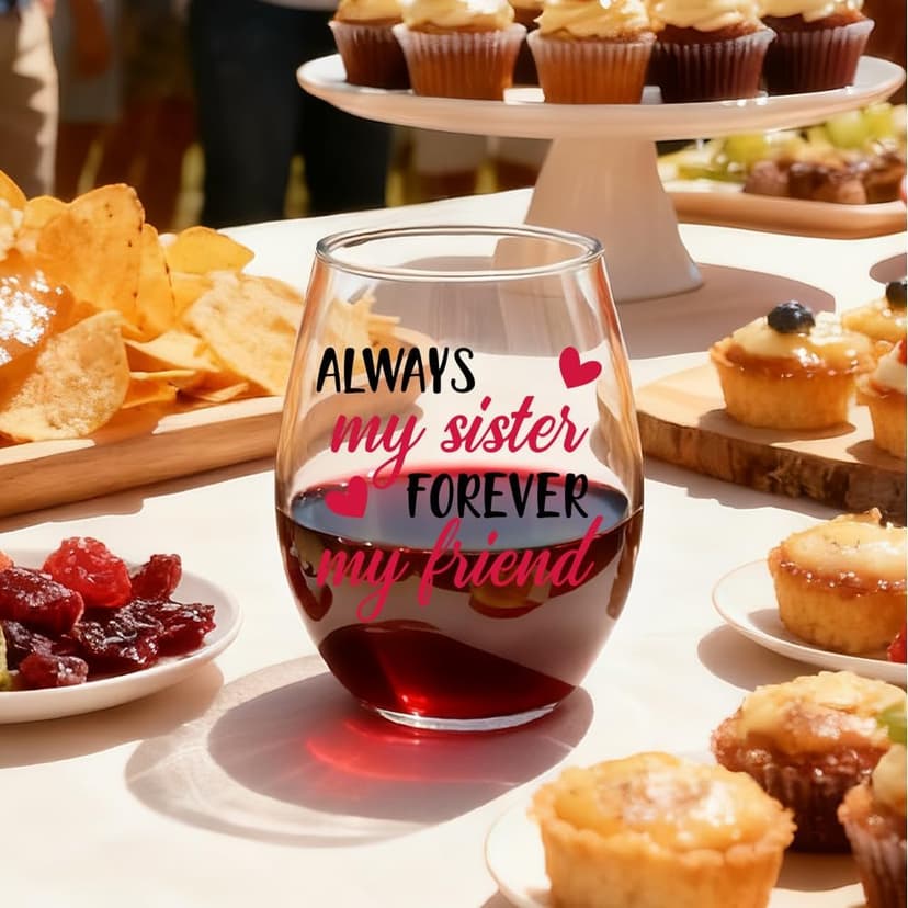 Always My Sister Forever My Friend Stemless Wine Glass, Gifts for Female Friends, Keepsake for Women Birthday, BFF, Soul Sister, Work Bestie, Thanksgiving Present B0FJBR7VK4