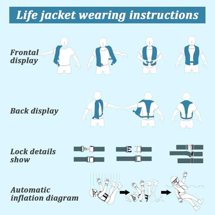 3-Pack 150N Automatic Inflatable Life Jacket – Adjustable Nylon Swim Vest with CO2 Inflation, Reflective Strips & Safety Buckle