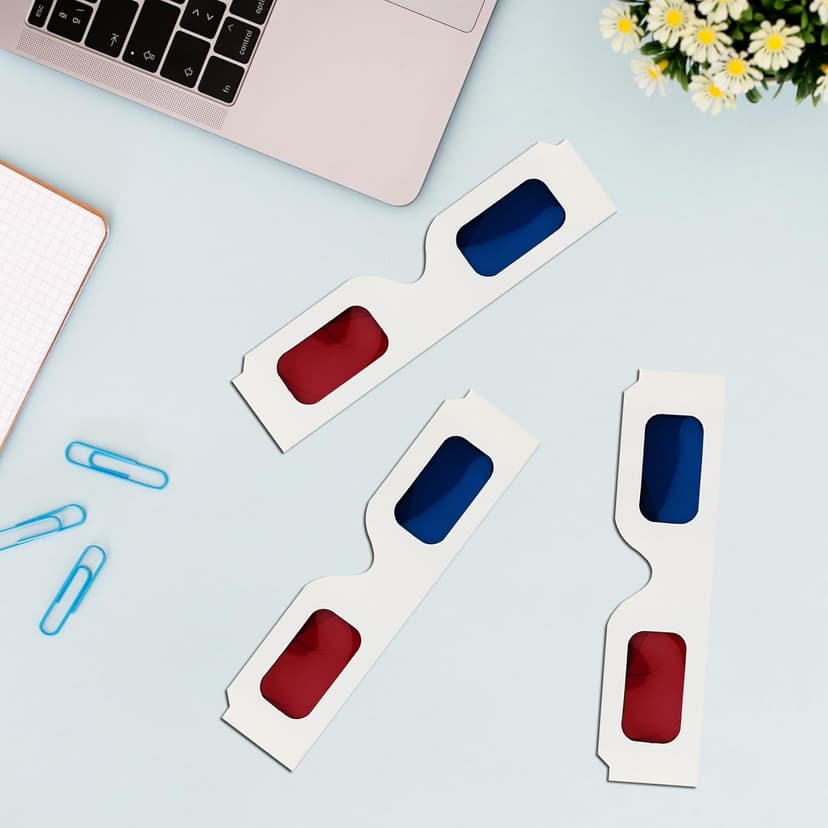 3D Paper Glasses for Movies and TV - Blue and Red Anaglyph Cardboard Glasses for Films