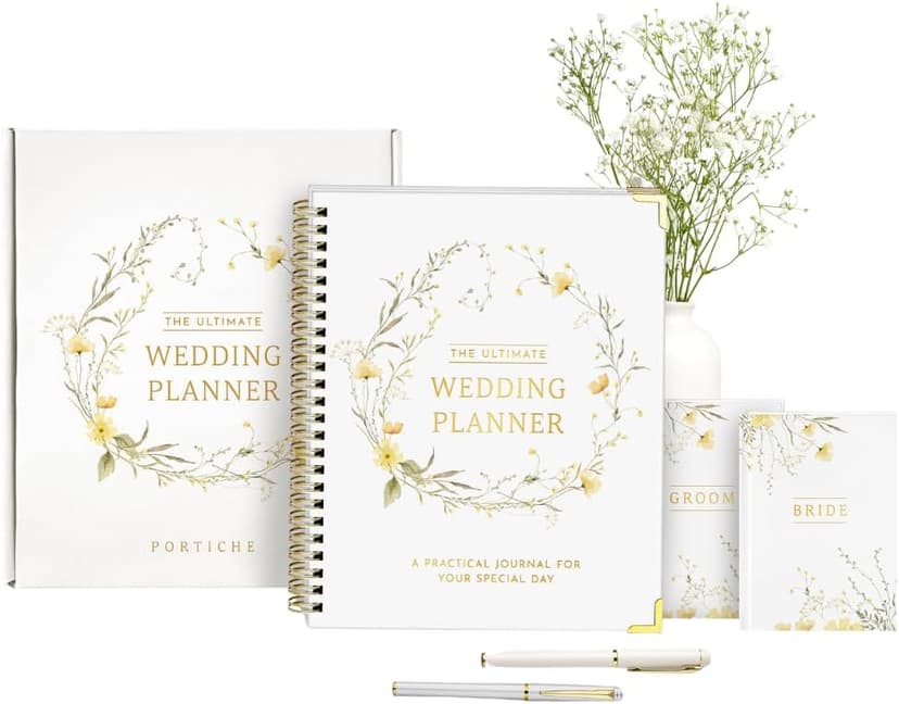 All-In-One Wedding Planner Book | Wedding Planning Organizer, Bridal Planner & Vow Books Set | Wedding Countdown Calendar | Bride Planner | Wedding Gift