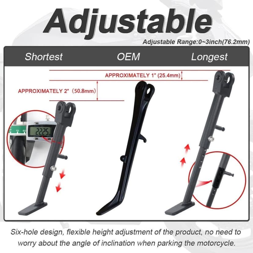 Adjustable Motorcycle Kickstand Side Stand Foot Parking Bracket Compatible with 1000cc Sport Bikes 2008-2025 Models