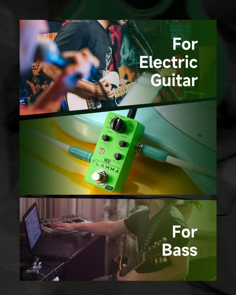 FLAMMA FC05 Mini Modulation Pedal with Chorus Flanger Tremolo Phaser Vibrato Rotary Liquid Autowah Stutter Ring LowBit