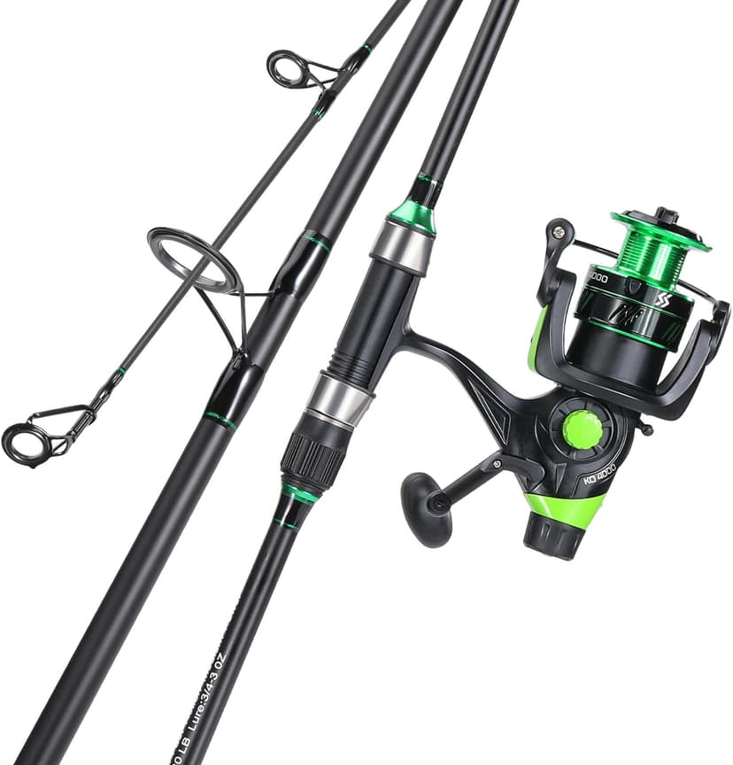 Sougayilang Surf Fishing Rod Combo IM8 Carbon 3 Piece Travel Spinning Rod with 4000 Size Spinning Reel (9'/10'/11'/12')