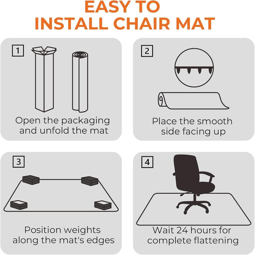 Office Chair Mat for Carpeted Floors, 48" x 30" Desk Chair Mat for Rolling Chairs on Low Pile Carpets, Easy Glide Floor Mat for Home, Gaming