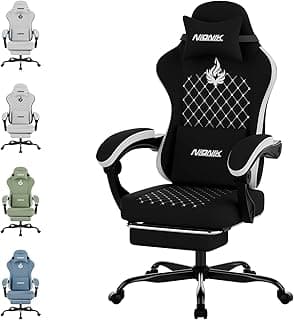 Gaming Chair with Massage,Ergonomic PC Gaming Chair Computer Chairs with Footrest Comfortable Headrest and Lumbar Support, High Back Blackwhite