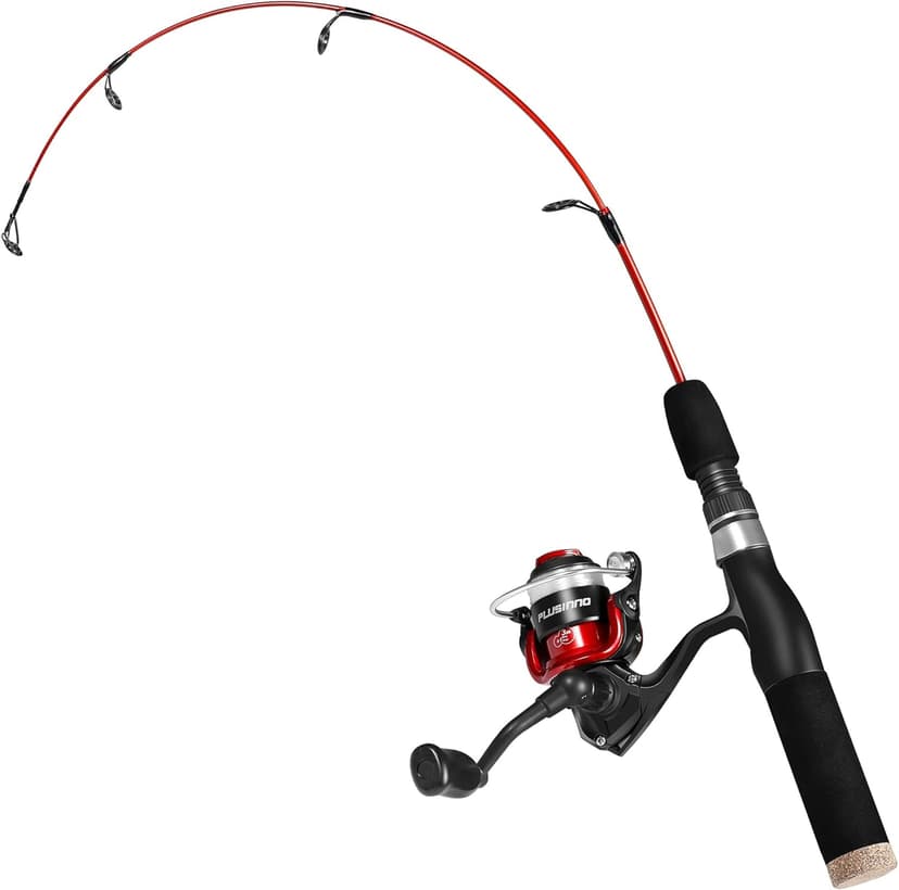 PLUSINNO Ultralight Winter Ice Fishing Rod Reel Combo 26/27/28 inch. Medium Light Fast Action Multi-Species Spinning Ice Fishing Pole Tackle Walleye Perch Panfish Bluegill-PP
