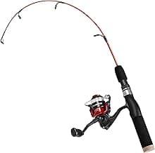 PLUSINNO Ultralight Winter Ice Fishing Rod Reel Combo 26/27/28 inch. Medium Light Fast Action Multi-Species Spinning Ice Fishing Pole Tackle Walleye Perch Panfish Bluegill-PP