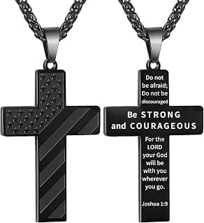 DuoDiner 18+2" Cross Necklace for Men Boys Christian Confirmation Gifts B0B96PLBQQ