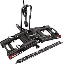 Ebike Rack with Ramp for 2 E-Bikes, Hitch Bike Rack Fits 5" Fat Tire, Heavy-Duty Platform Carrier with Ramp, Foldable Tilting Locking, 2" Receiver for Cars SUVs Trucks, No Assembly