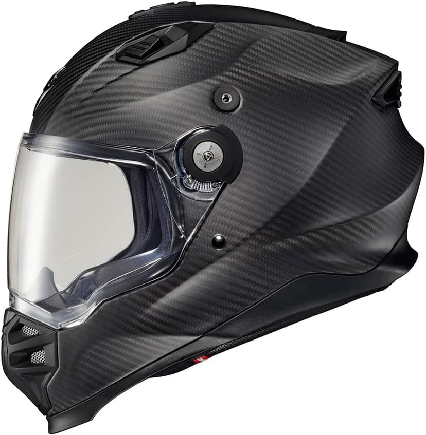 ScorpionEXO XT9000 Full Face Carbon Fiber Adventure Motorcycle Helmet with Pinlock Ready Shield Bluetooth Ready Speaker Pockets DOT ECE Solid (Matte Black - X-Large)