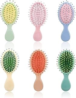 6 Pieces Mini Wet Hair Brush, Travel Detangling Brush, for Most Hair Types, with Ease Knots Without Tears or Breakage, Multicolor