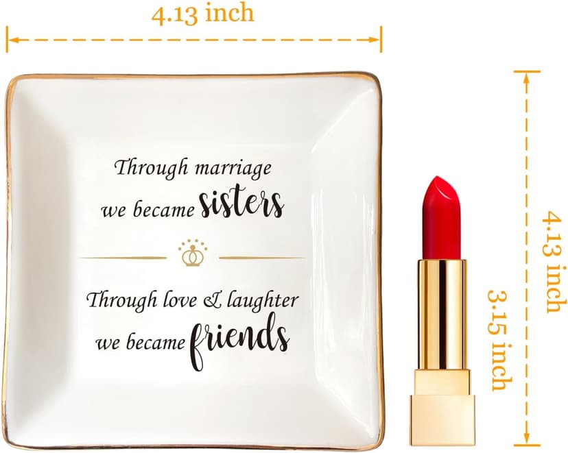HOME SMILE Ceramic Ring Dish Decorative Tray Gifts For Sister In Law, Birthday, Christmas, Wedding Gifts B09QC9Q2GV