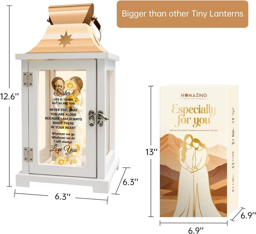 Homazing Sister Gifts Lantern - Unique Sister Gift Ideas for Mothers Day, Christmas, Thanksgiving