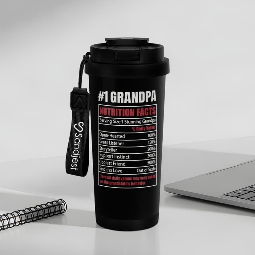Grandpa Gift from Kids, Stainless Steel 2-in-1 Lid Coffee Tumbler 18 oz, Best Grandpa Ever Insulated Travel Mug for Men Granddads Grandfathers, Gift Idea for Birthday Christmas Fathers Day Retirement B0G4C5VMCR