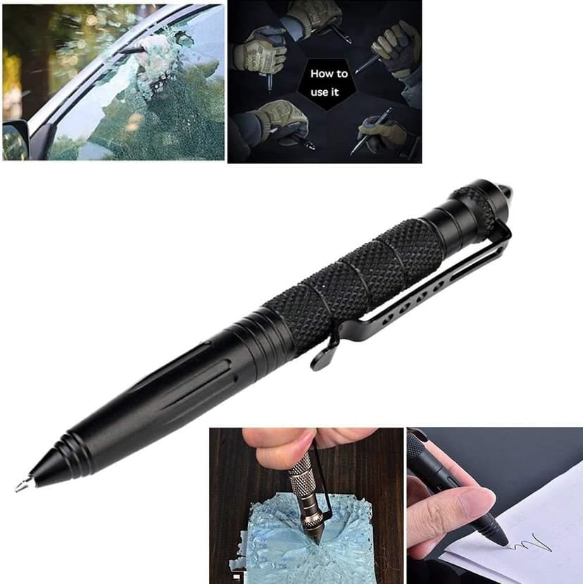 KEPEAK Military Tactical Pen, Professional Self Defense Pen, Emergency Glass Breaker Pen - Tungsten Steel, Writing EDC Survival Tool with 6 Refill