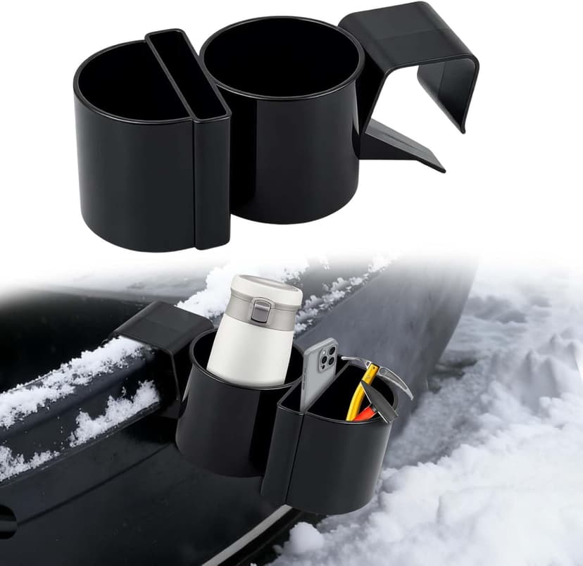 Upgraded Ice Fishing Sled Phone,Drink and Tool Holder 3 in 1 Plastic Ice House Sled Rod Holder Hands-Free Ice Fishing Bucket Holders Rack Gear Accessories Sturdy for Ice Sled Men Birthday Gift Black
