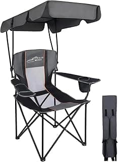 FAIR WIND Portable Canopy Camping Chair 380 LBS Capacity Heavy Duty Oversized Folding Lawn Chair with Sunshade for Beach, Fishing, Sports & Outdoors