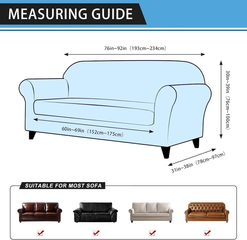 Pfrstuv Couch Cover Leather Look 3 Seater Couch Sofa Cover 1-Piece Sofa Slipcover Stretch Furniture Protector with Elastic Bottom & Pockets(Sofa, Coffee)