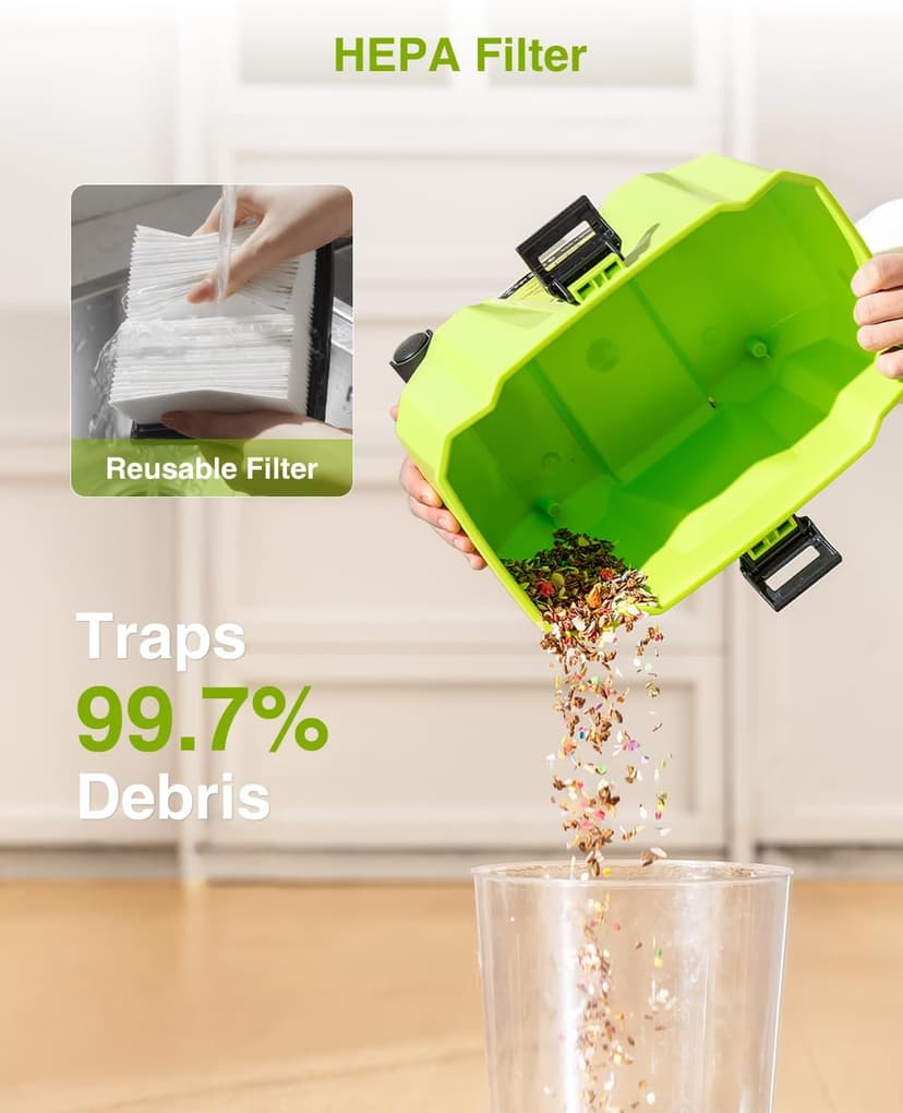 TaskStar Cordless Shop Vac, 2.6 Gal 2x4.0Ah Battery Powered Shop Vac, 3-in-1 Cordless Shop Vacuum Wet and Dry with Strap, 4 Wheels, Accessory Storage Holder, Ideal for Garage, Car, Workshop