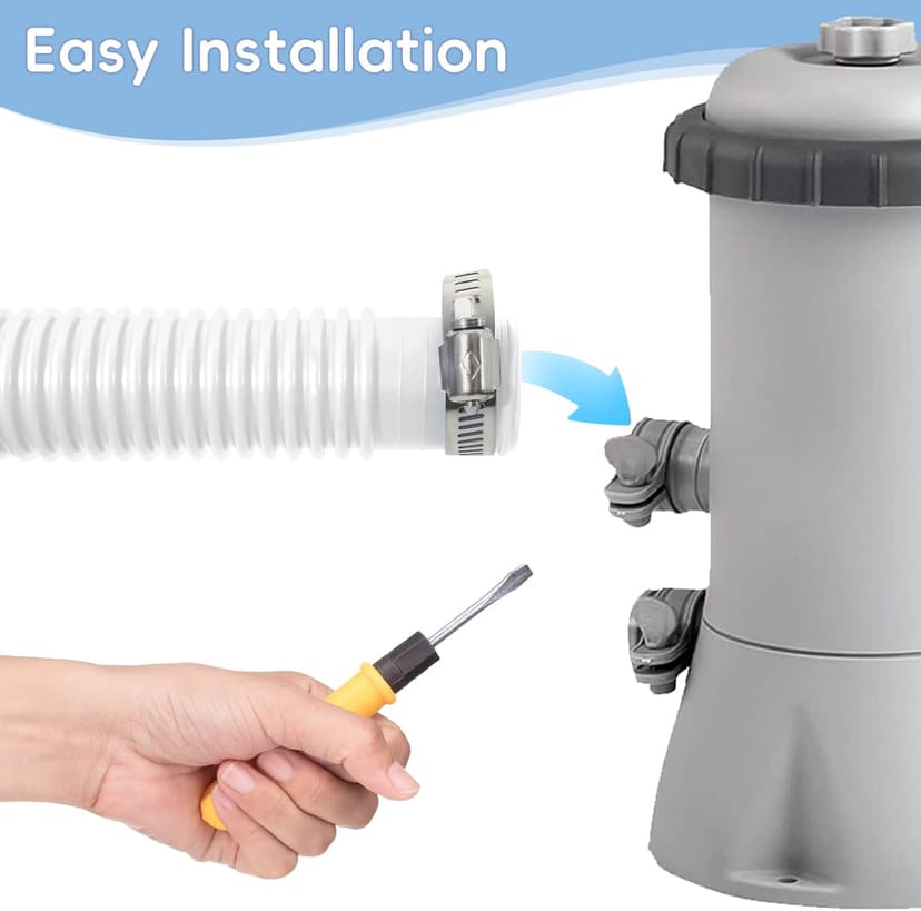 Replacement Pool Hoses for Above Ground Pools 1 1/4, 59" Long Swimming Pool Hose, 4 Pack White Pool Pump Hose with 8 Metal Clamps