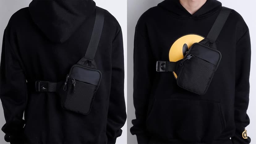 simptech Mini Crossbody Sling Bag Chest Bag Dual Pocket Water Resistant Fanny Pack Running Phone Holder for Men Women Workout Travelling